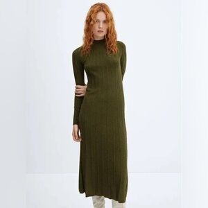 Mango Perkins-neck Ribbed Dress